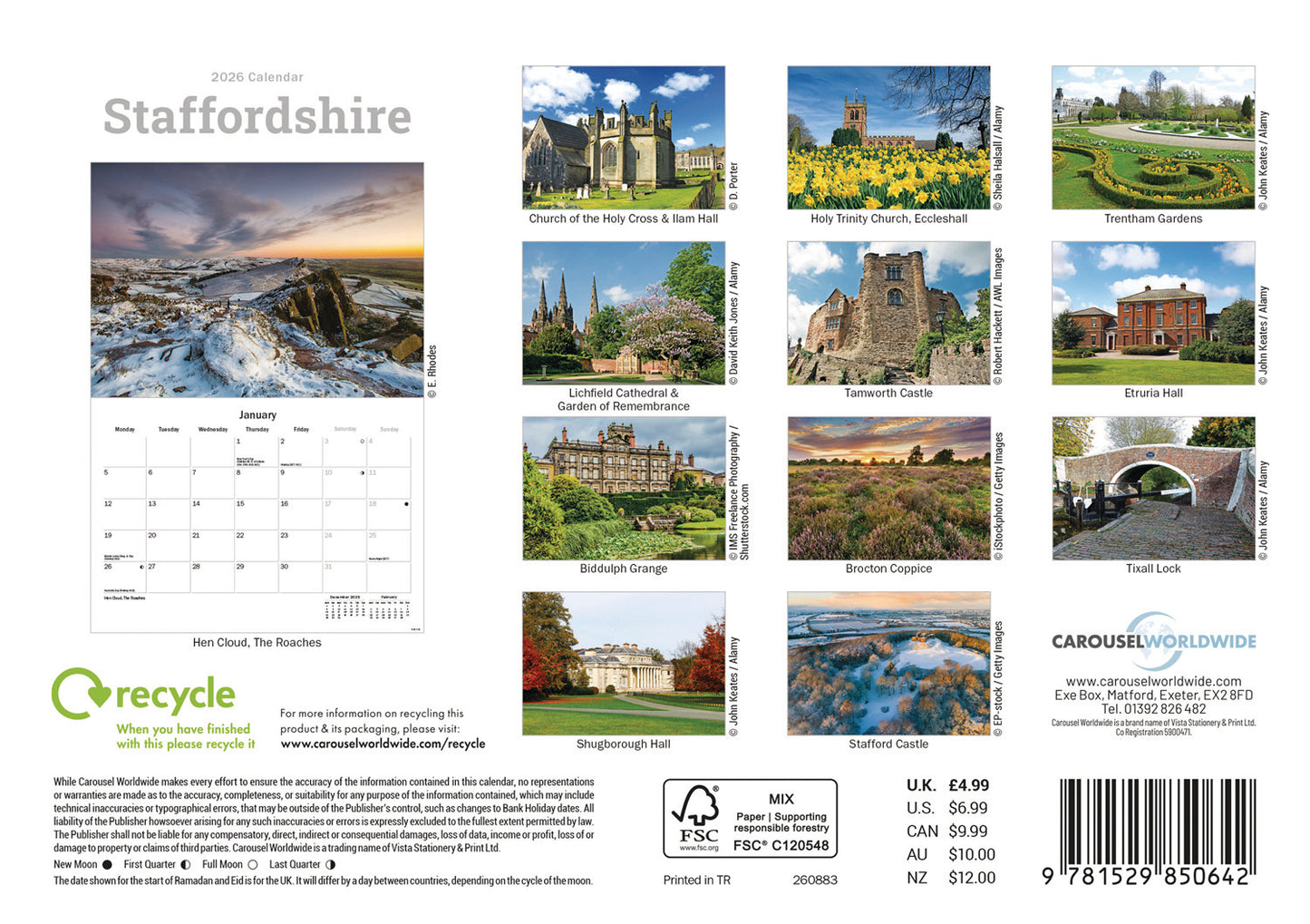 Staffordshire A5 Calendar 2026