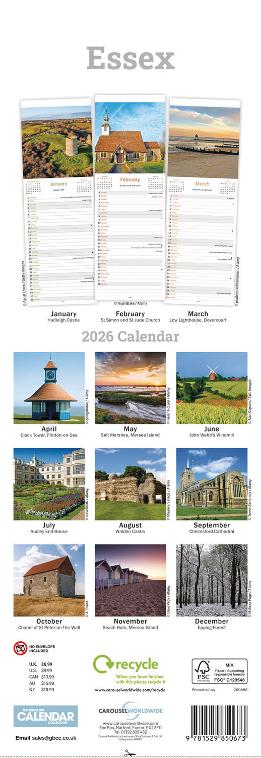 Essex Slim Calendar 2026