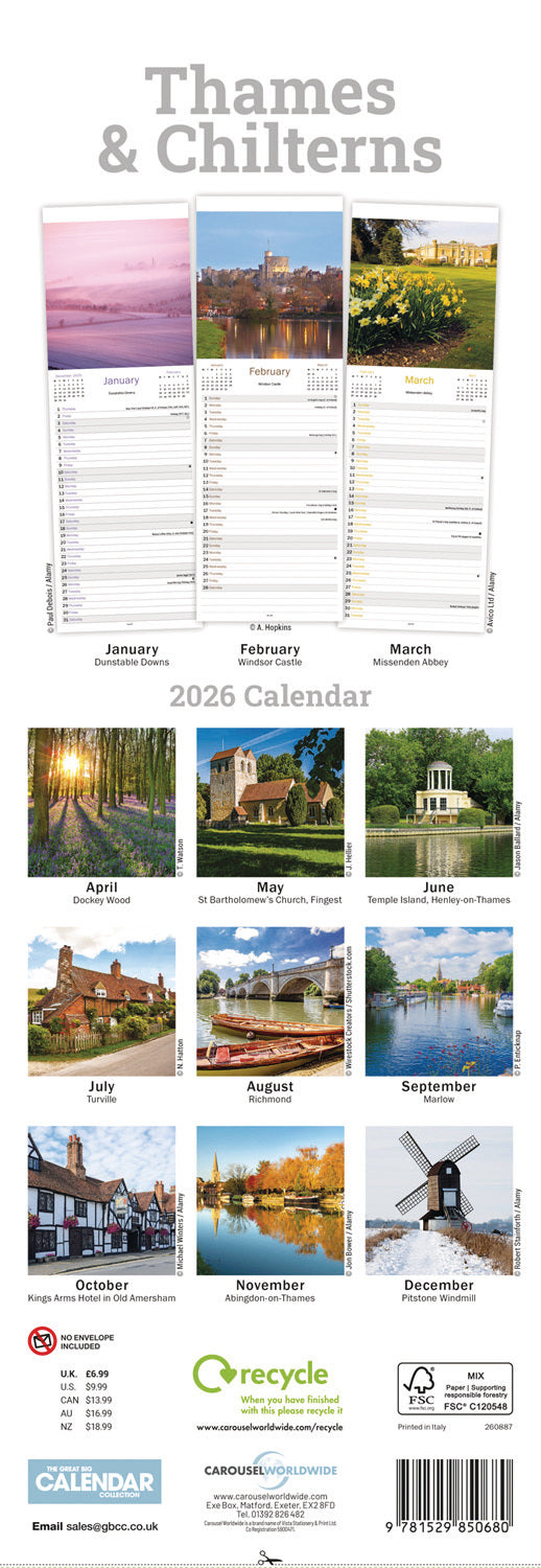 Thames & Chilterns Slim Calendar 2026