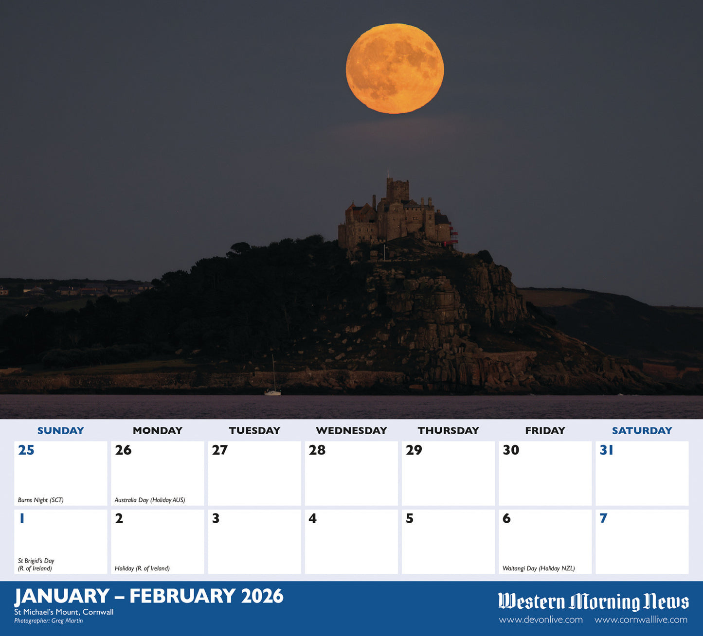 Westcountry Dlx Calendar 2026