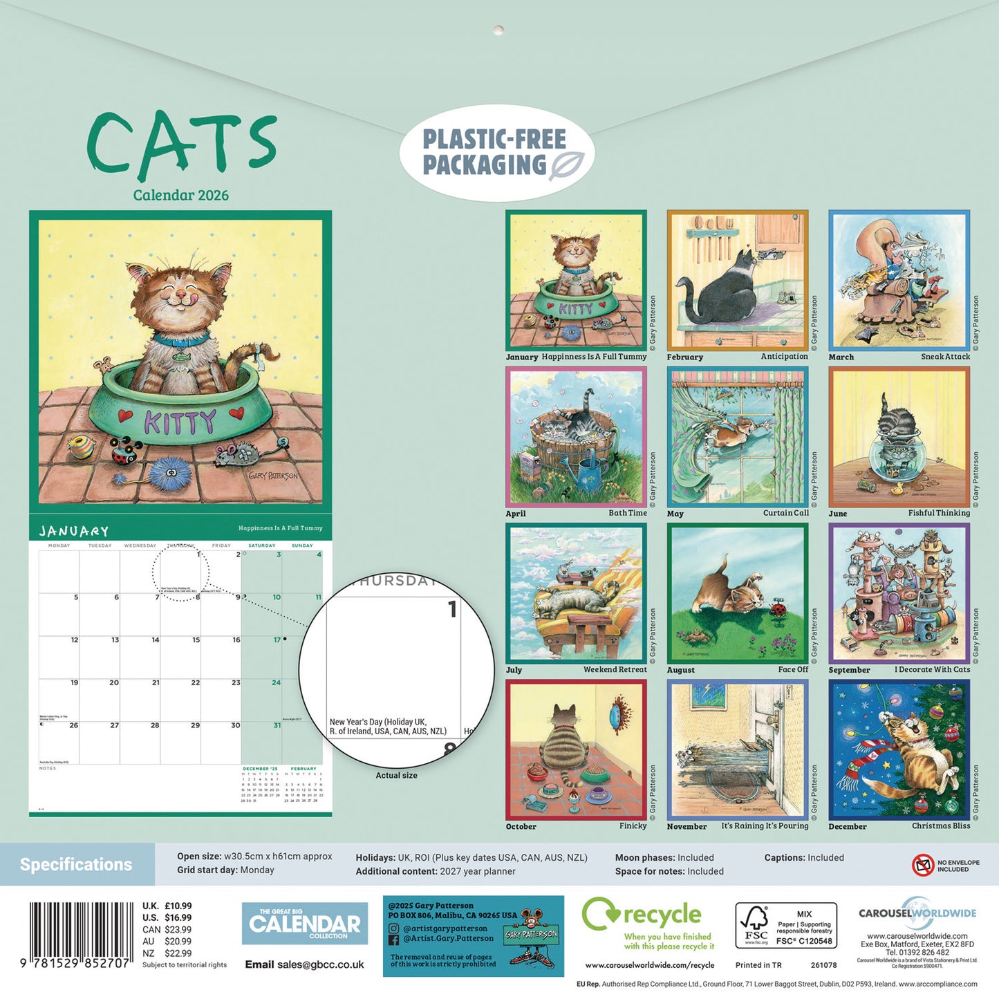 Cats, Gary Patterson Wall Calendar 2026