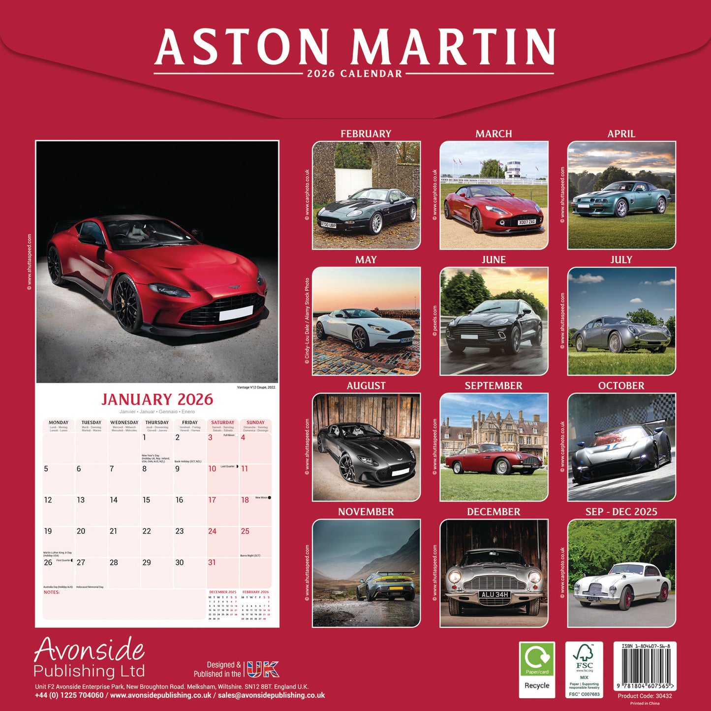 Aston Martin Wall Calendar 2026
