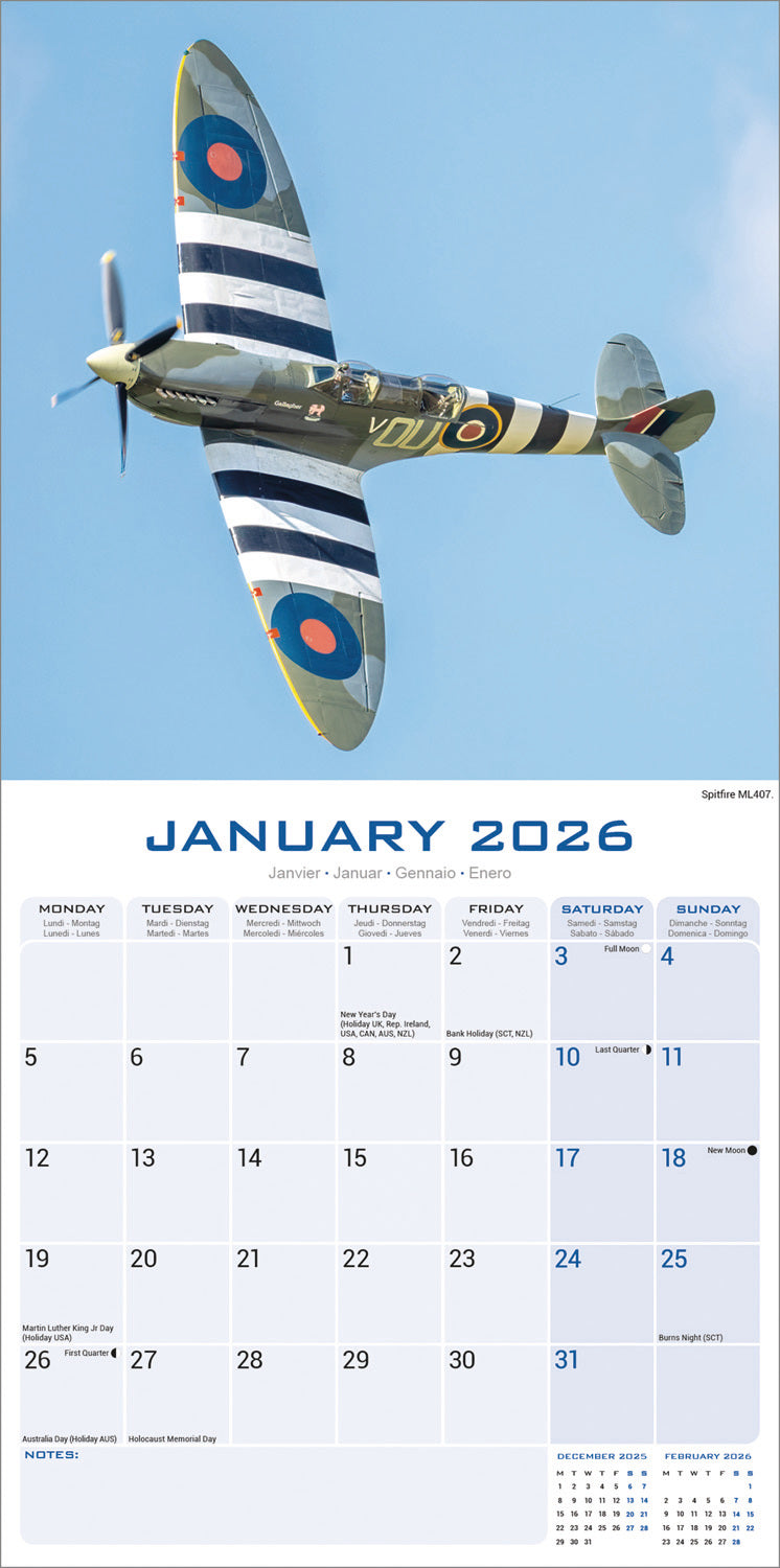 Spitfires Wall Calendar 2026