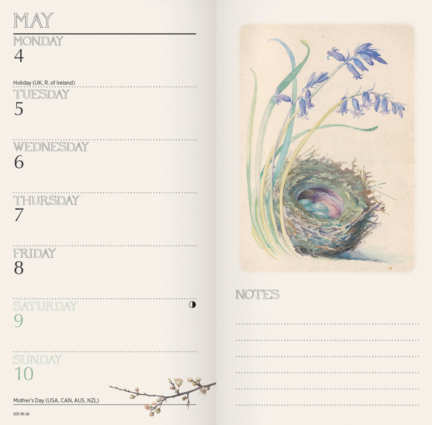 Country Diary, Edith Holden Slim Dlx Diary 2026