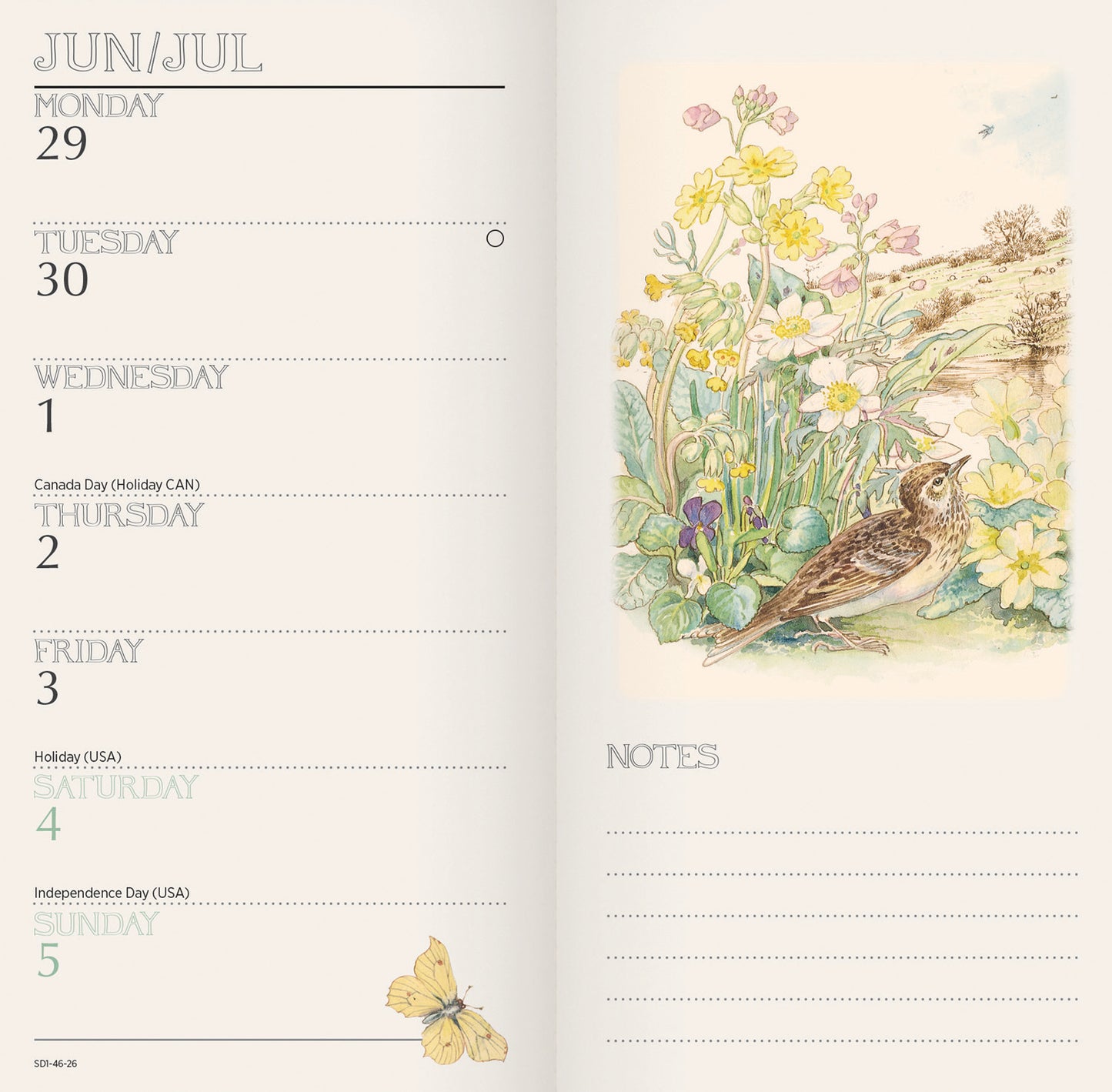 Country Diary, Edith Holden Slim Dlx Diary 2026