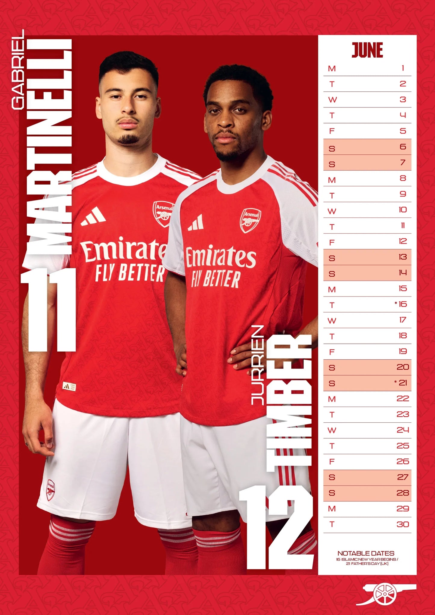 Arsenal A3 Calendar 2026