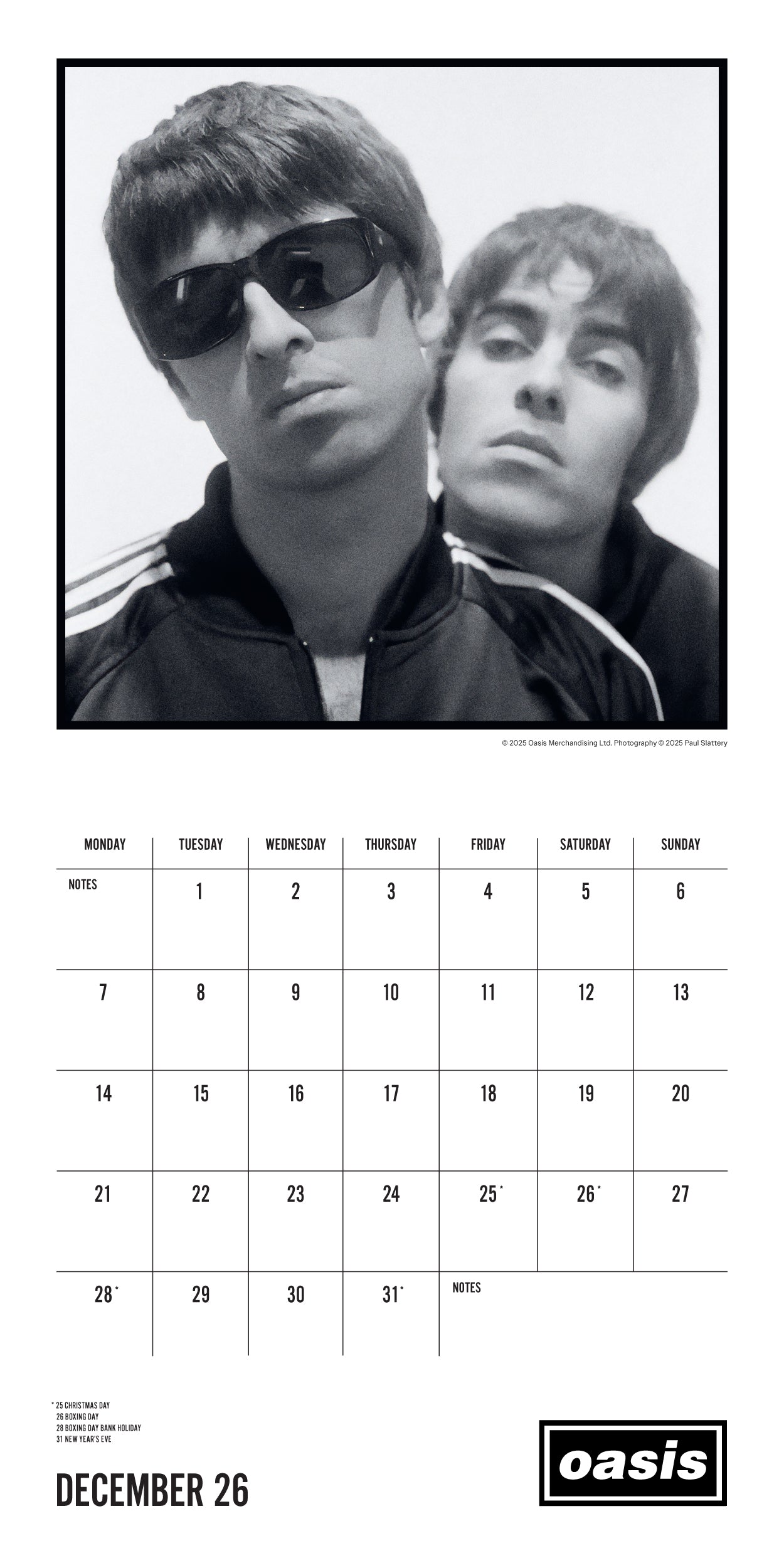 Oasis Wall Calendar 2026
