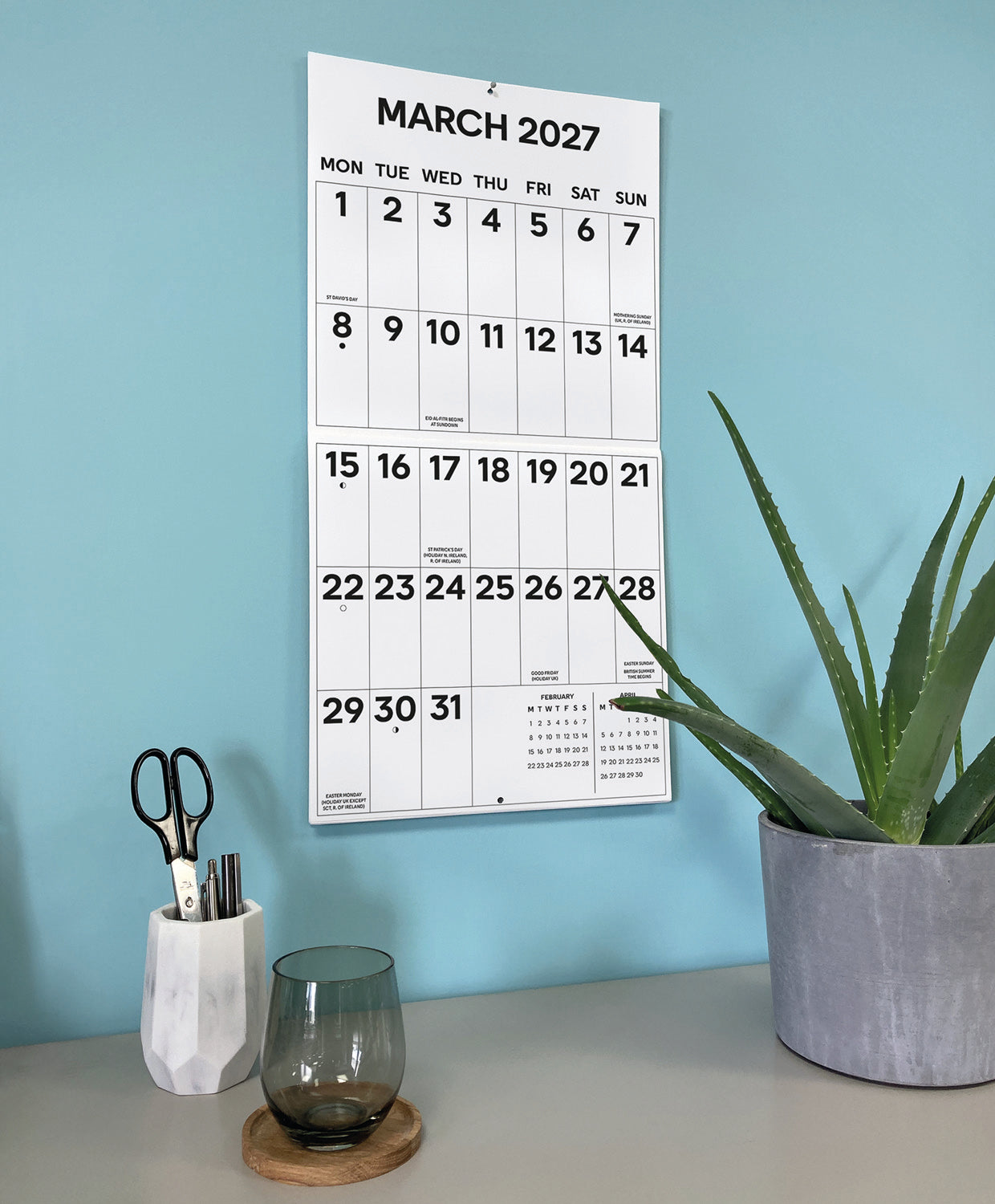 Essential Big Letters Big Numbers Wall Calendar 2027