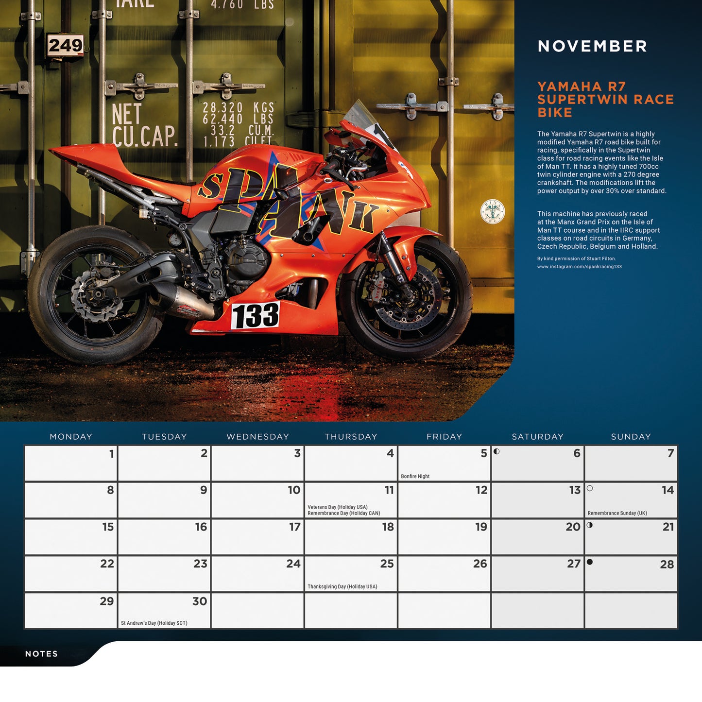 Superbikes Wiro Wall Calendar 2027