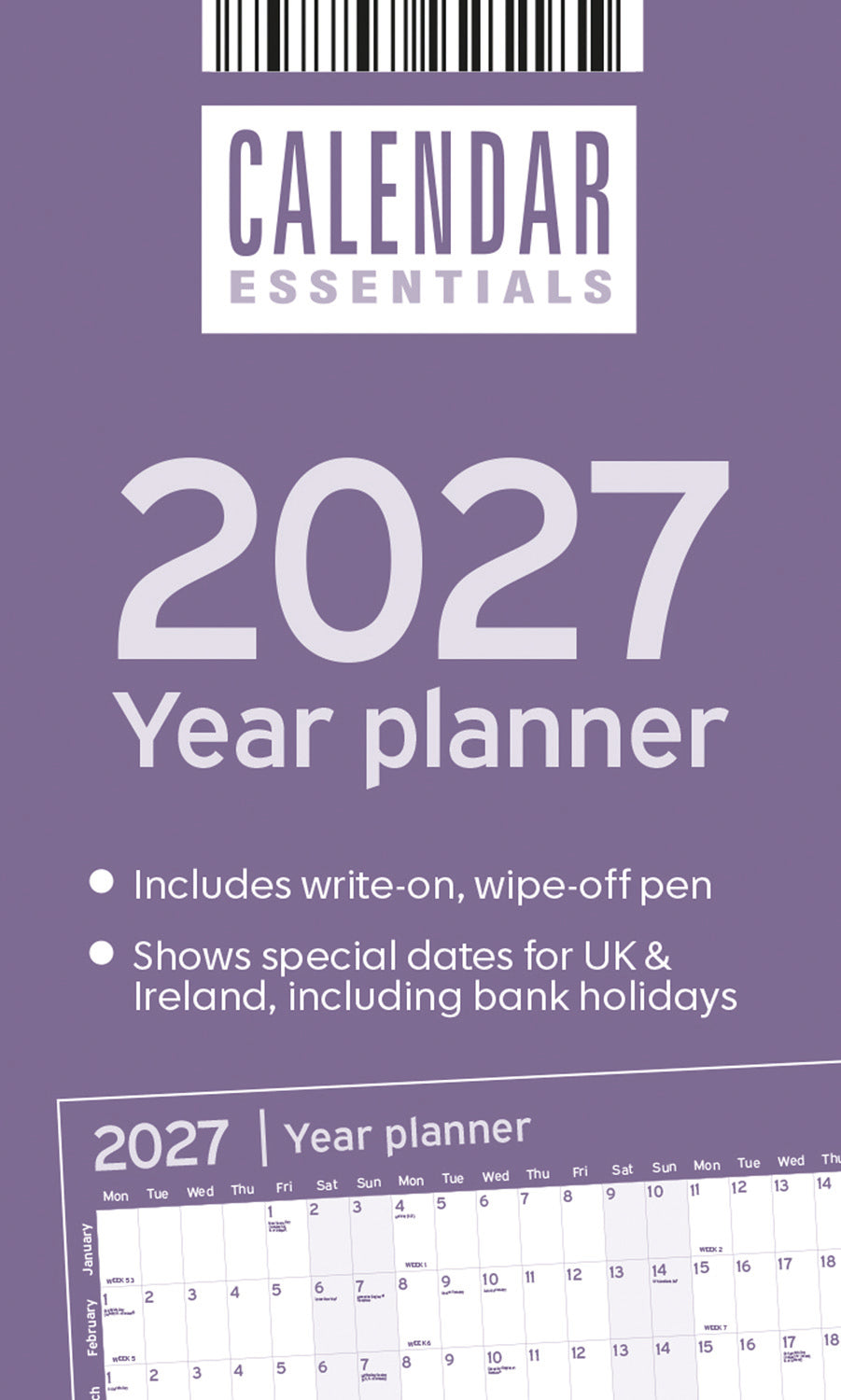 Essential Yearly Roll Pall Calendar 2027