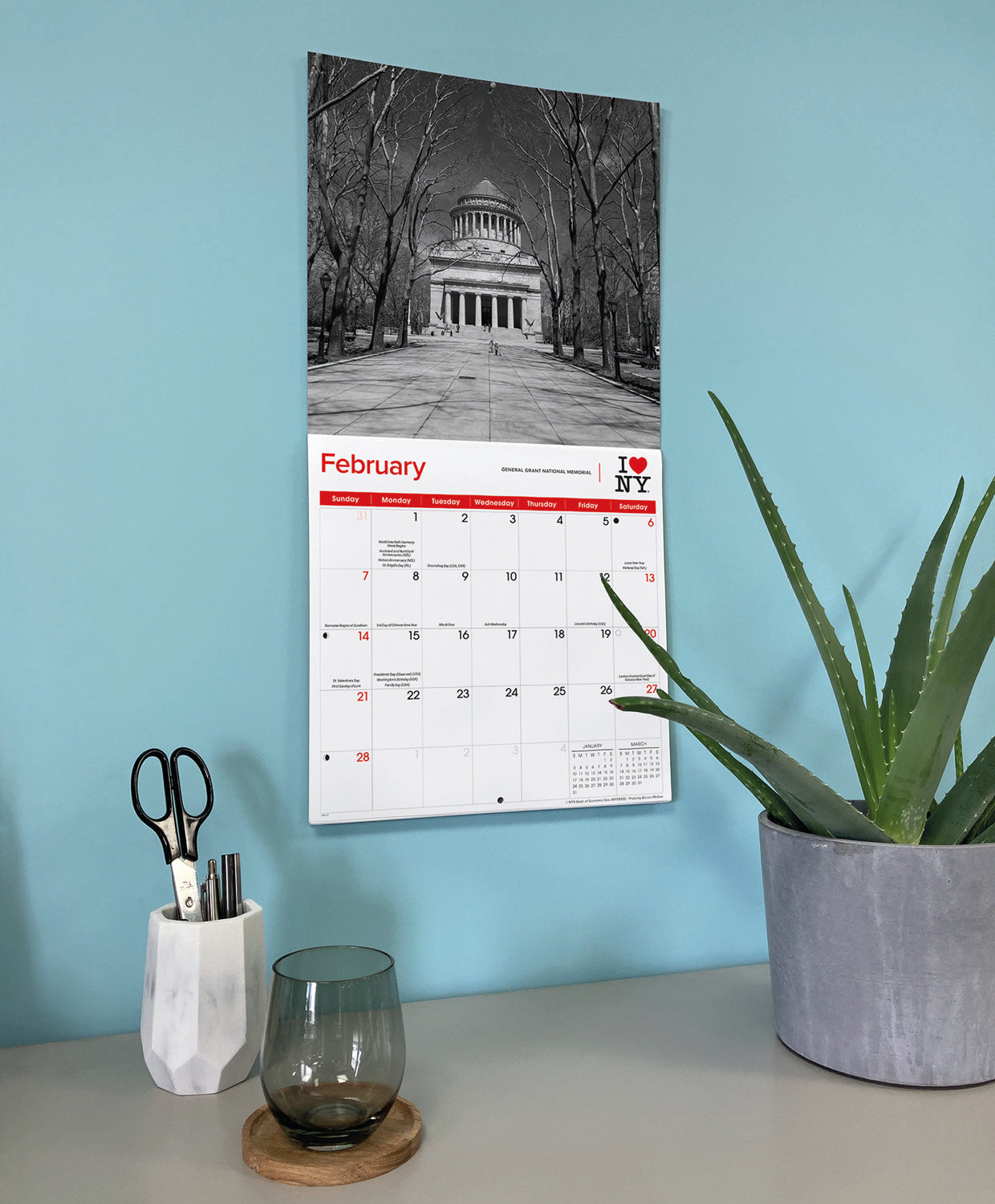 I Love NY, B&W City Wall Calendar 2027