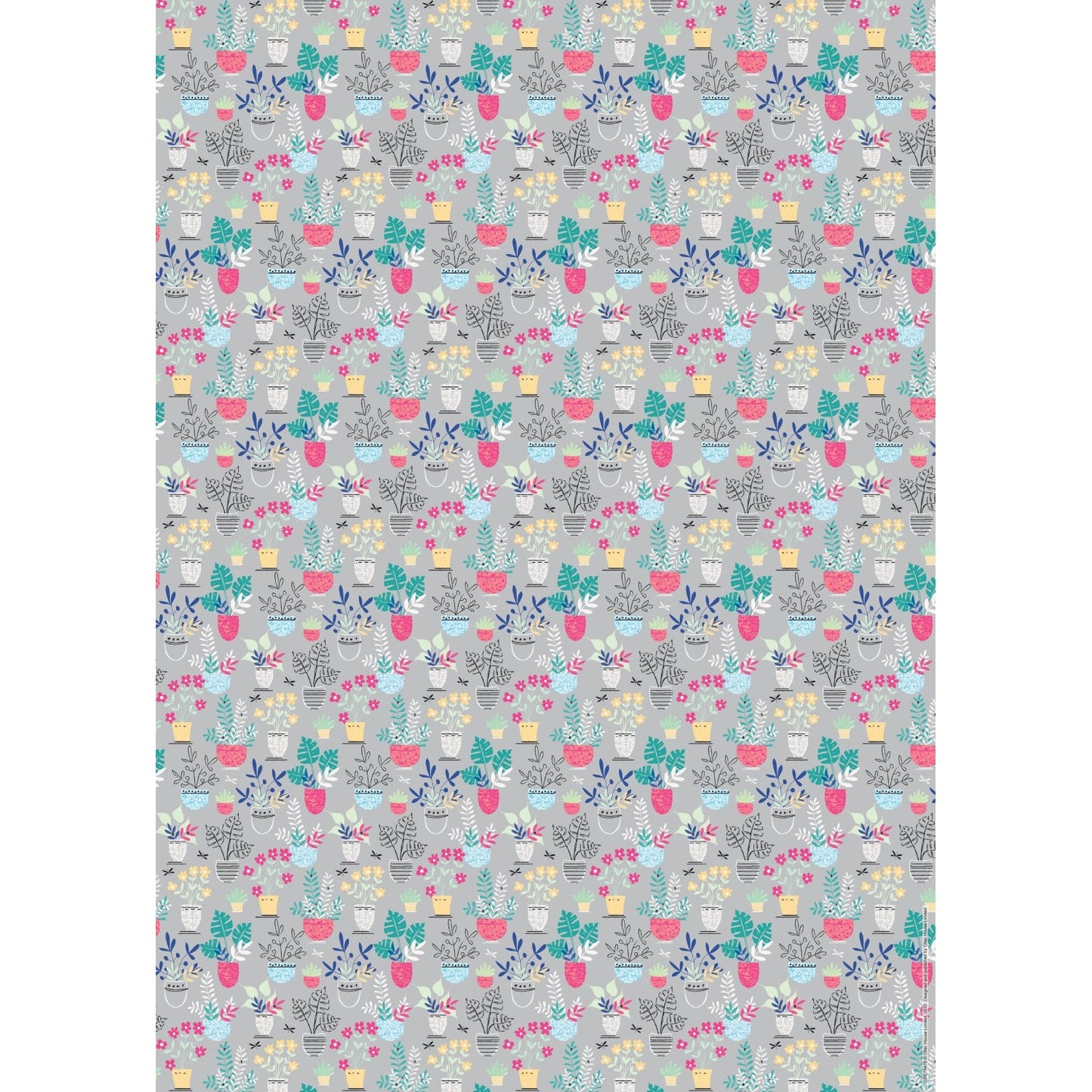 Gift Wrap & Tags - Grey Botanical (2 Sheets & 2 Tags)