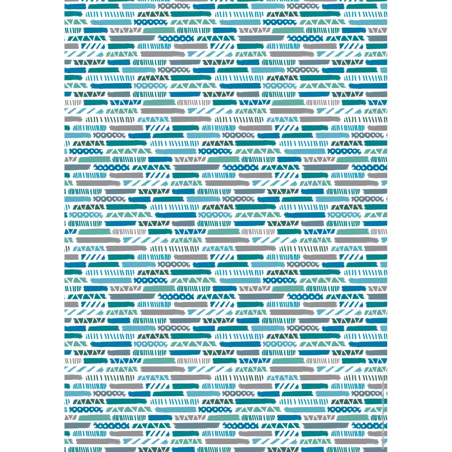 Gift Wrap & Tags - Grey & Blue Stripes (2 Sheets & 2 Tags)