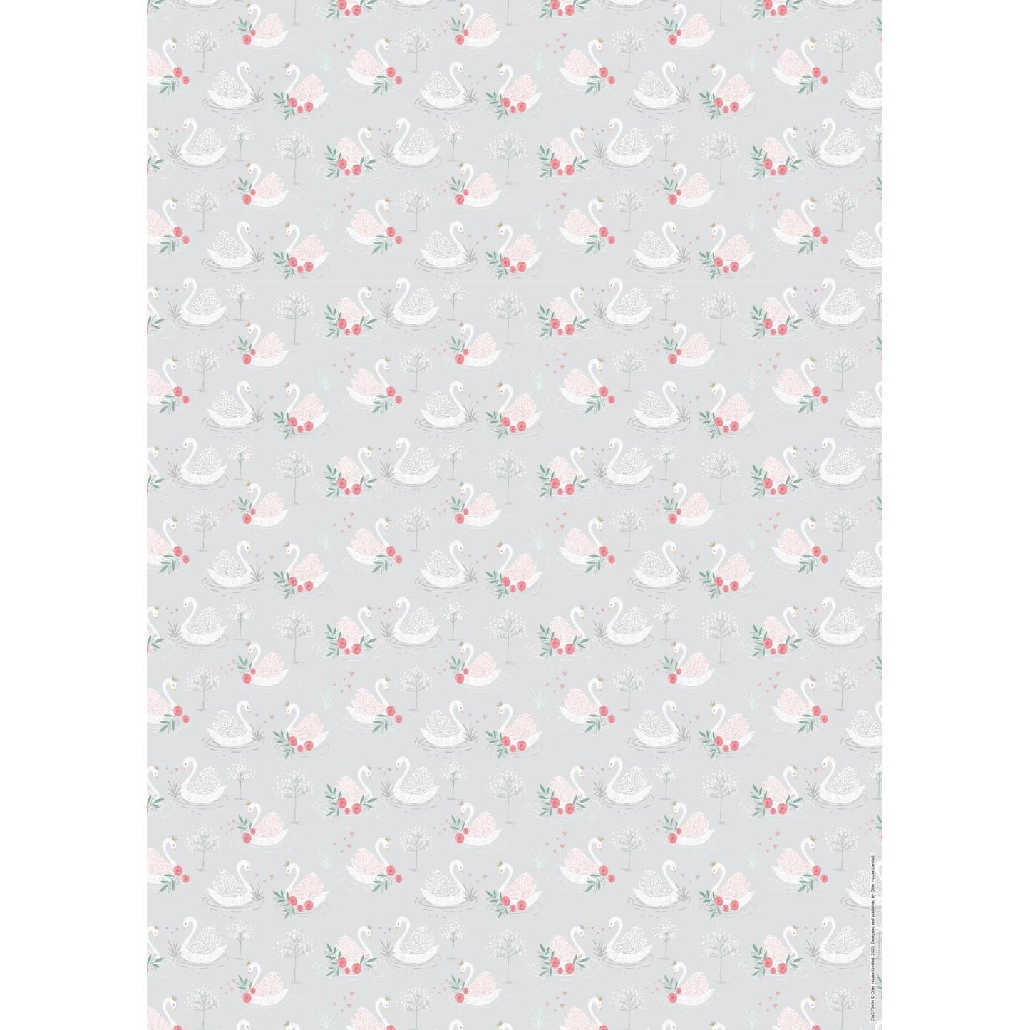 Gift Wrap & Tags - Swans (2 Sheets & 2 Tags)
