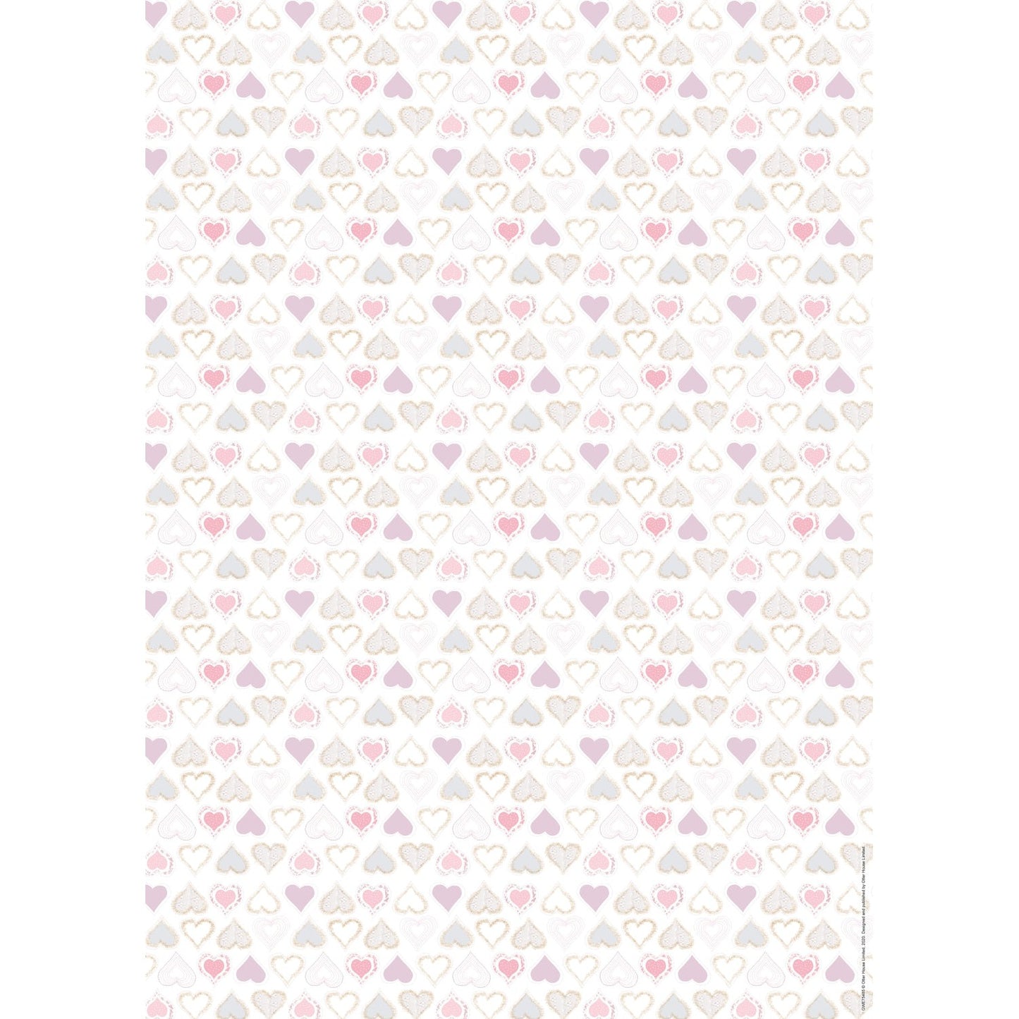 Gift Wrap & Tags - Hearts (2 Sheets & 2 Tags)