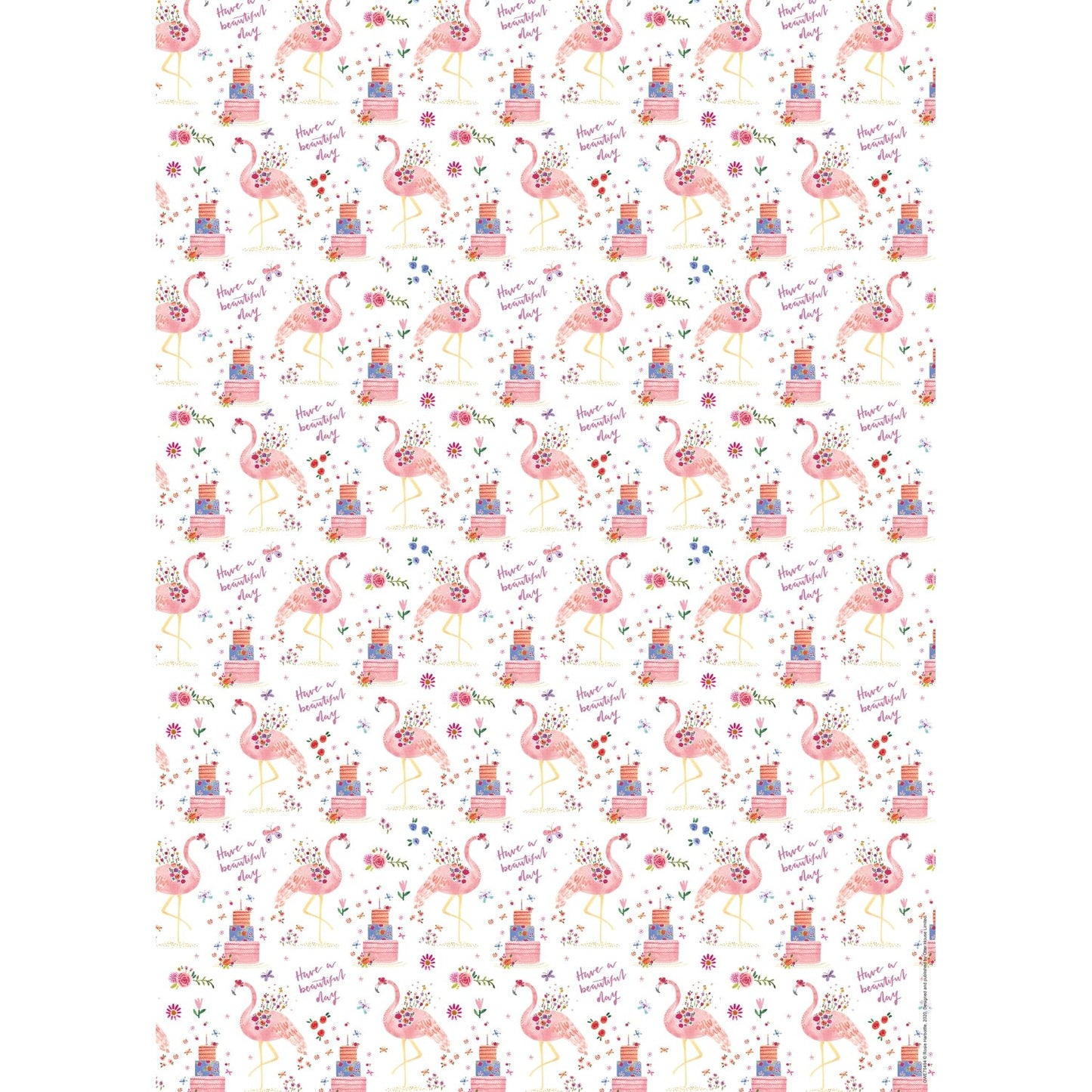 Gift Wrap & Tags - Flamingo (2 Sheets & 2 Tags)
