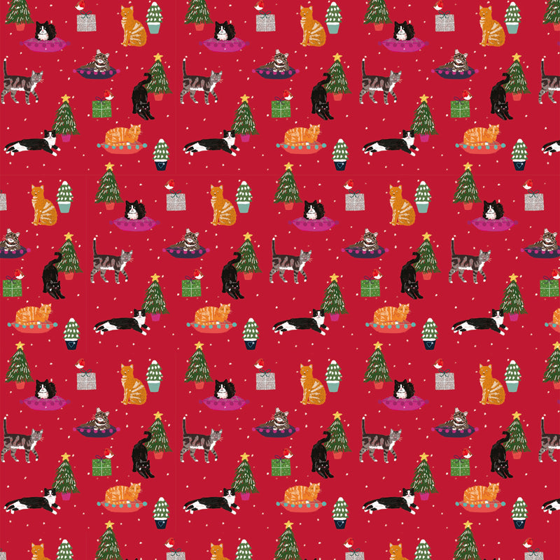 Christmas Wrap & Tags - Christmas Kitty Cats (5 Sheets & 5 Tags)