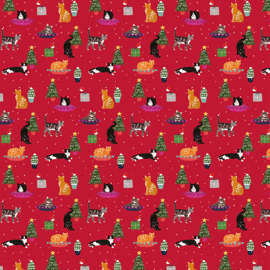 Christmas Wrap & Tags - Christmas Kitty Cats (5 Sheets & 5 Tags)