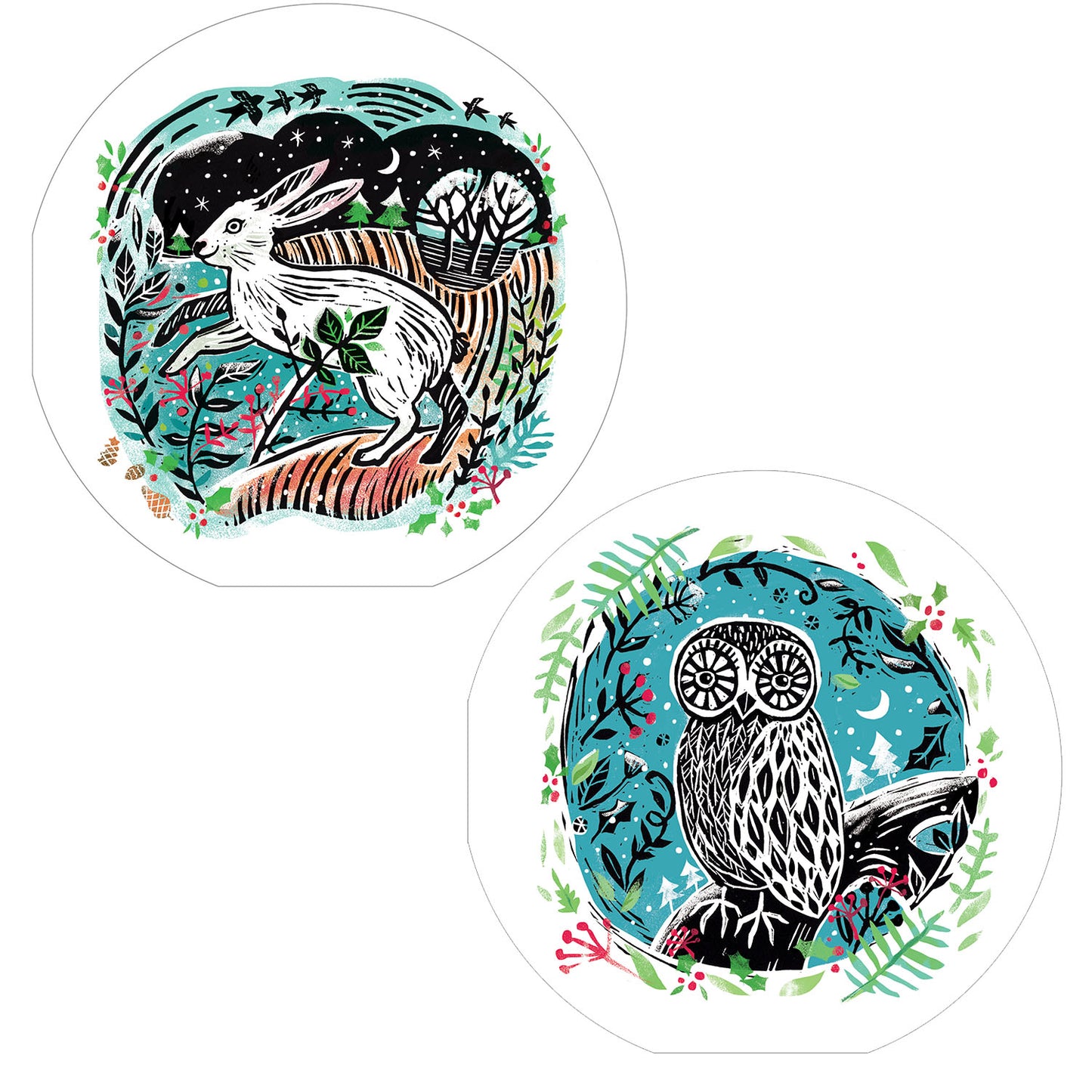 Linocut Scene - RSPB Luxury Christmas 10 Card Pack