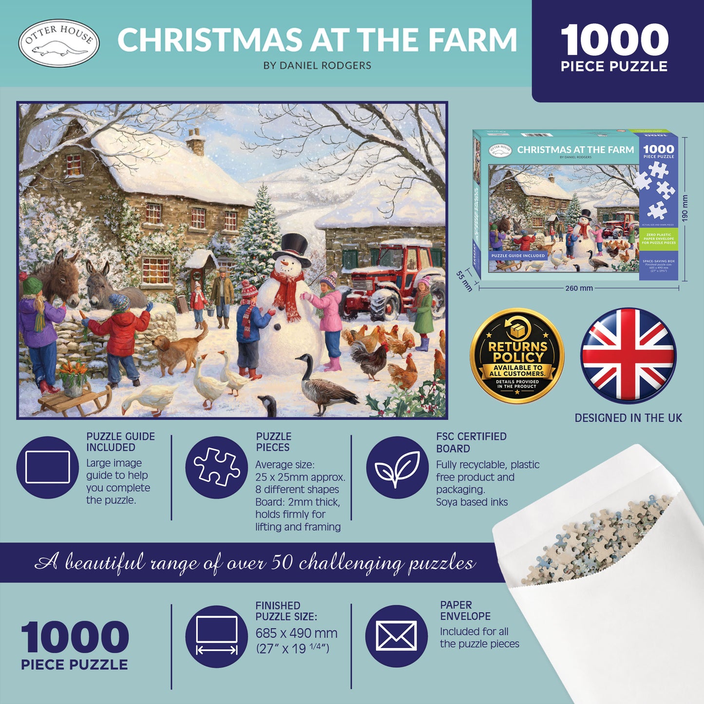 Christmas At The Farm - 1000 Piece Jigsaw Puzzle