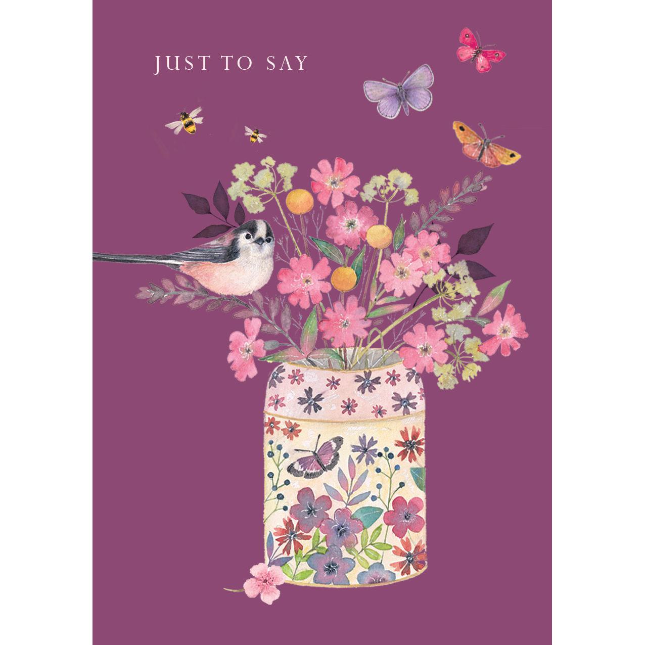 Mini Notecard Pack (6 Cards) - Vintage Garden - Pretty Flower Pot