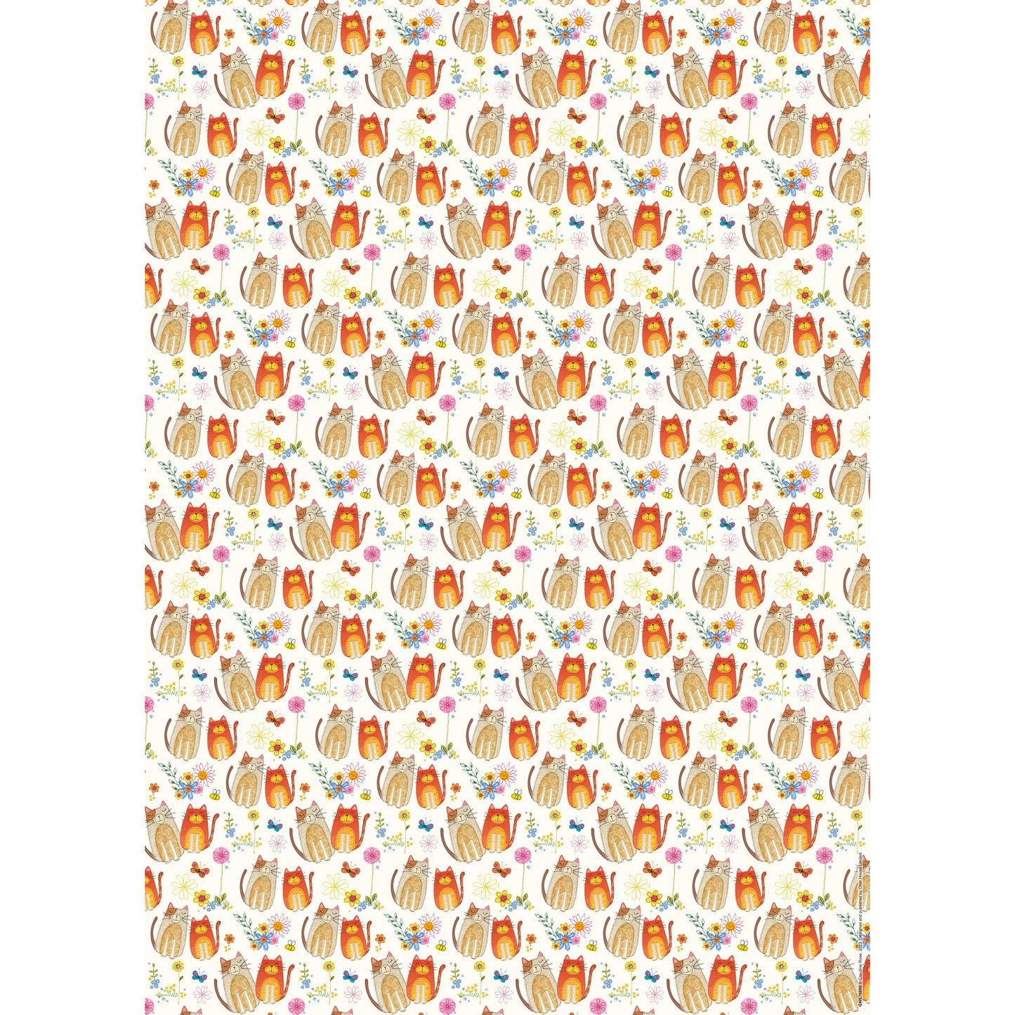 Gift Wrap & Tags - Stitched Cats (2 Sheets & 2 Tags)