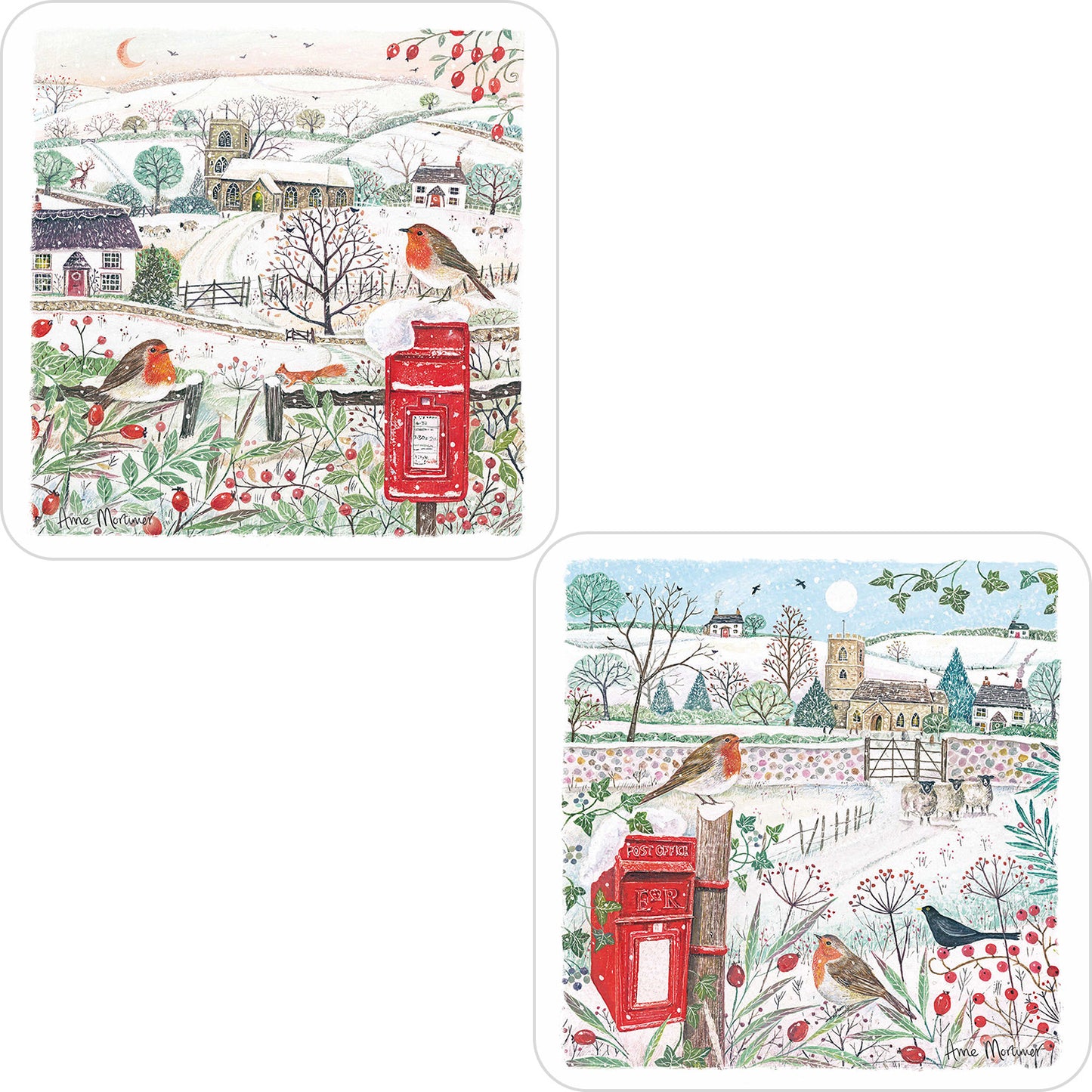 Luxury Christmas Card Pack - Church Robin