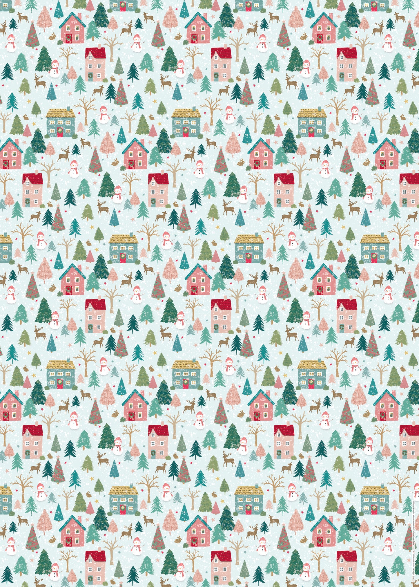 Christmas Wrap & Tags - Woodland Village (5 Sheets & 5 Tags)