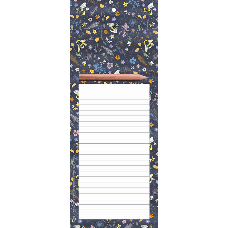 RSPB Beyond The Hedgerow Stationery - Magnetic Memo Pad - Bees Amongst Flowers
