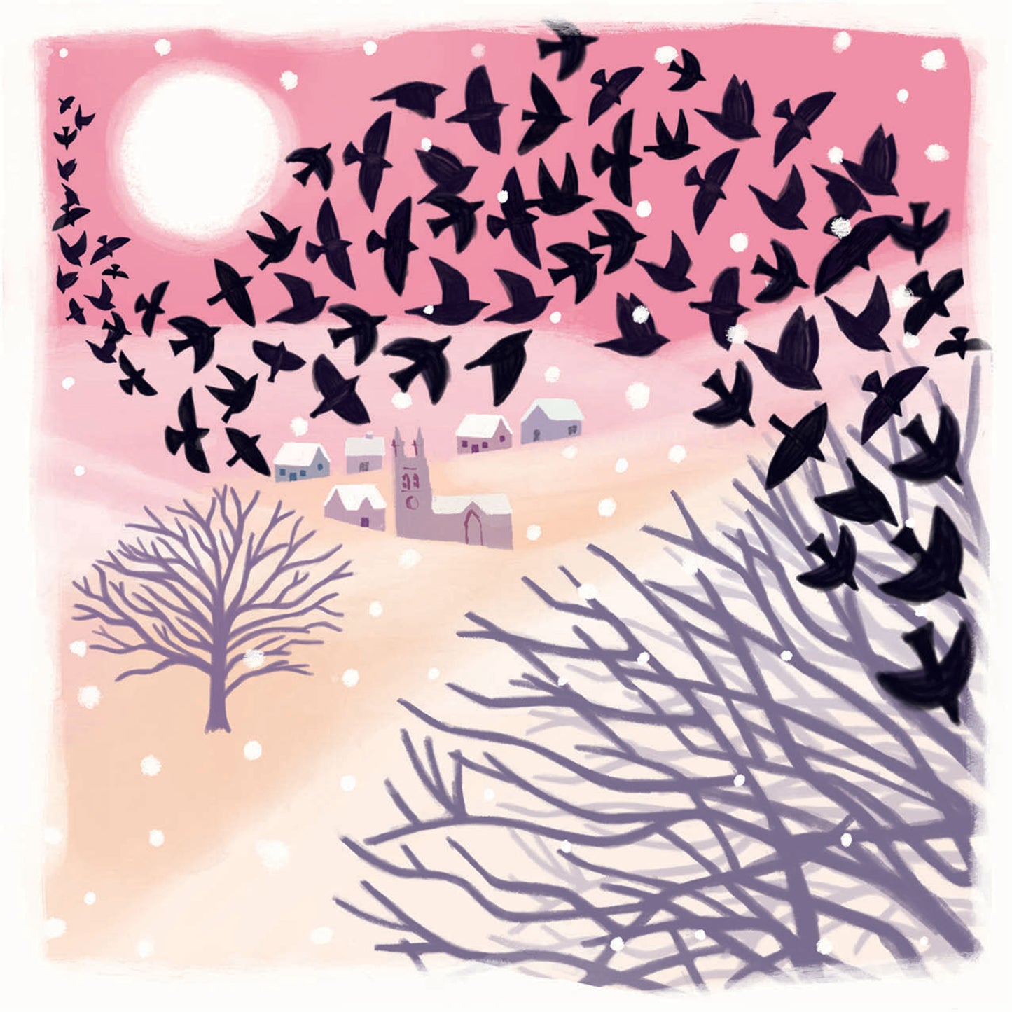 RSPB Small Square Christmas Cards (10 Cards) - Starling Mumuration