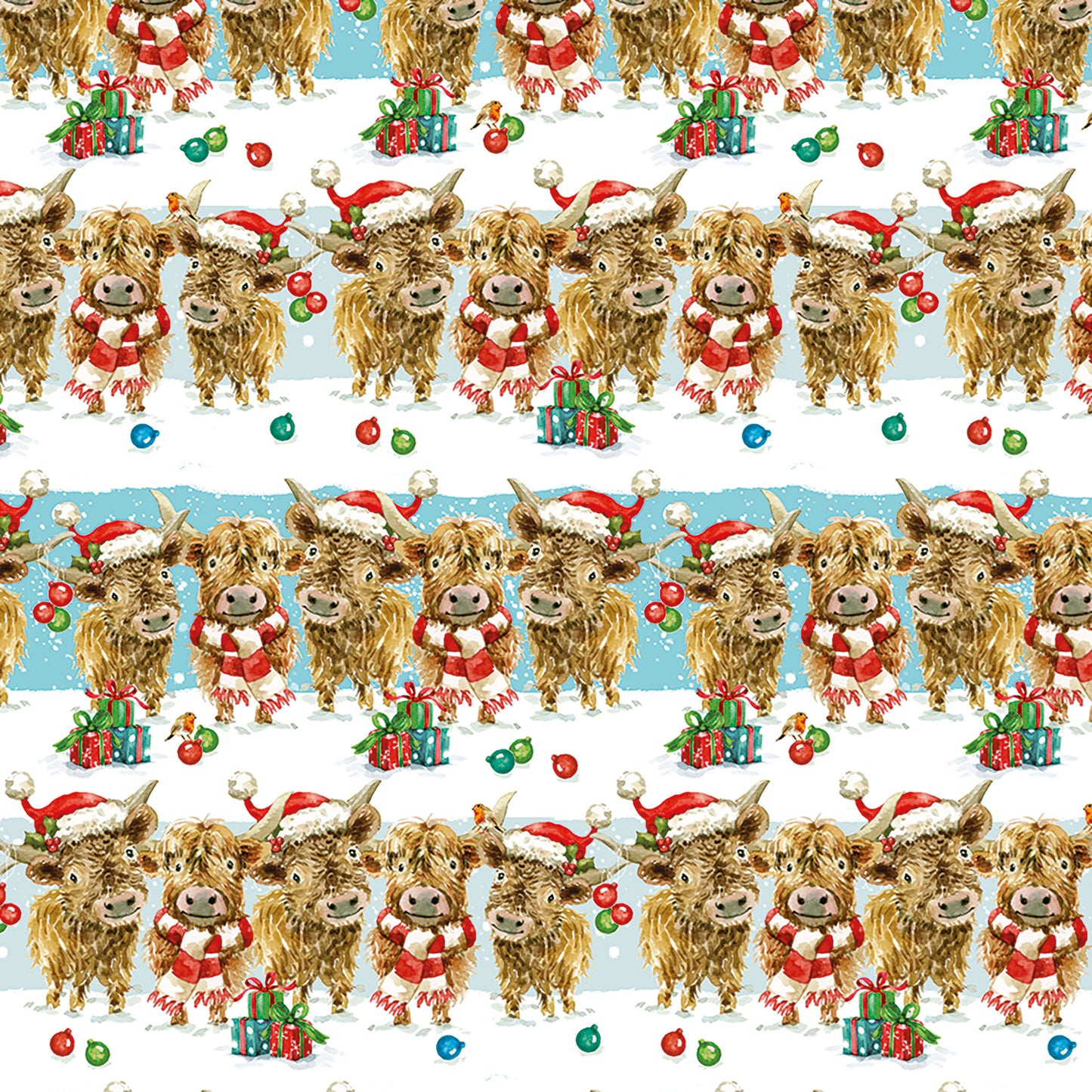 Christmas Wrap & Tags - Festive Highland Friends (5 Sheets & 5 Tags)