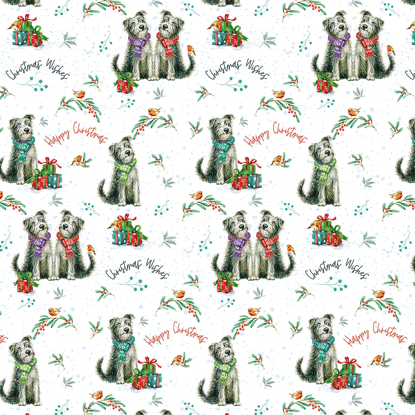 Christmas Wrap & Tags - Cosy Dogs (5 Sheets & 5 Tags)