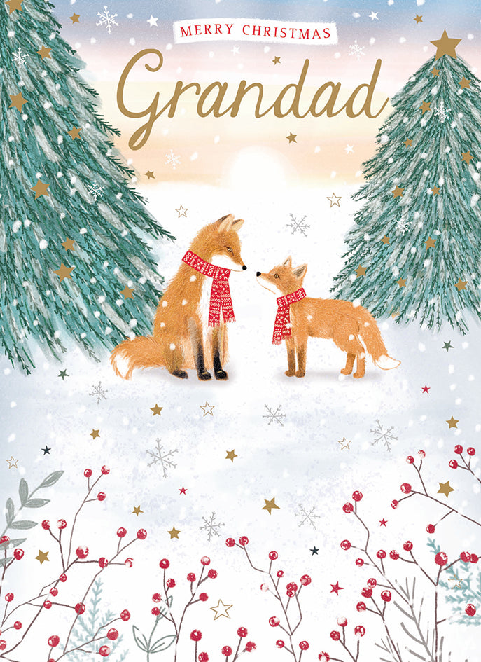 Christmas Card (Single) - Grandad - Foxes