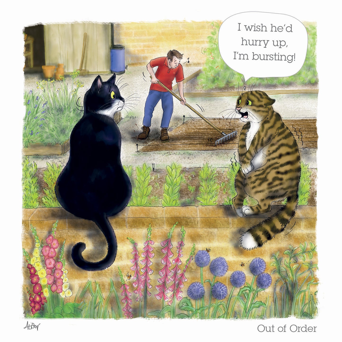 Alison's Animals Card - Garden Antics - Out of Order