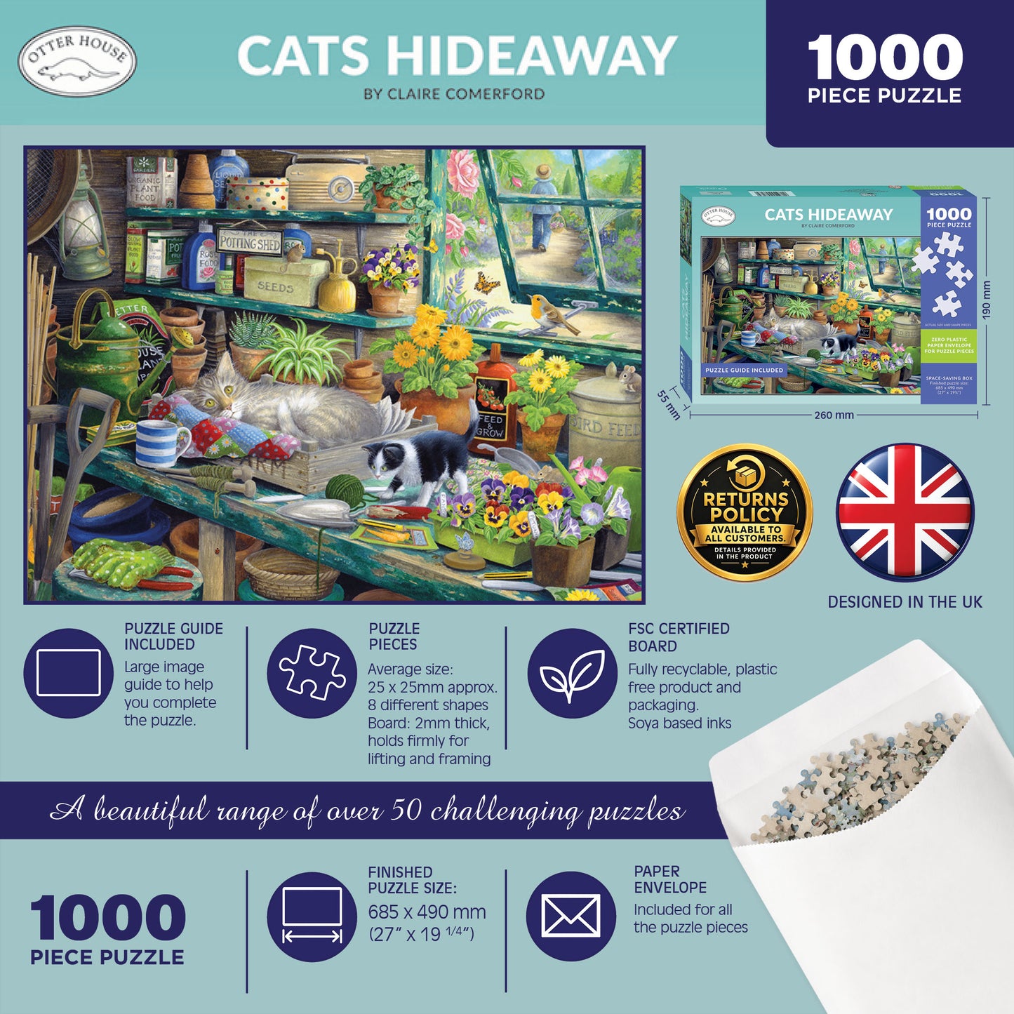 Cats Hideaway 1000 Piece Jigsaw Puzzle