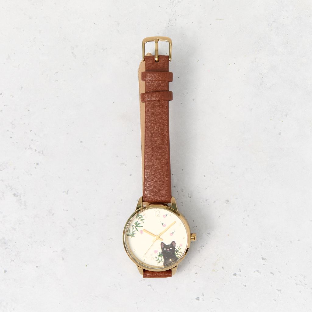 Cute Cat Watch – Cartoon Kitten Design Wristwatch with Adjustable Strap