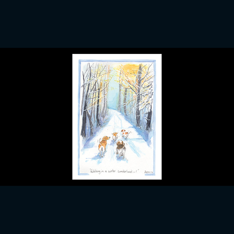 Christmas Cards (Single) - Alisons Animals - Walking in a winter wonderland