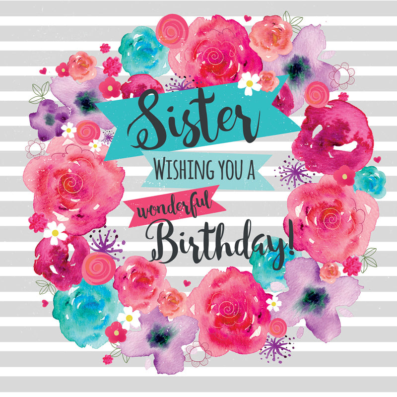 Family Circle Card - Floral Wreath (Sister)