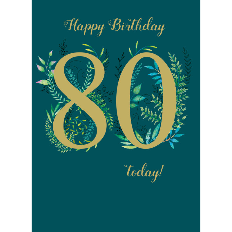 Age To Celebrate Card - 80 - Foliage