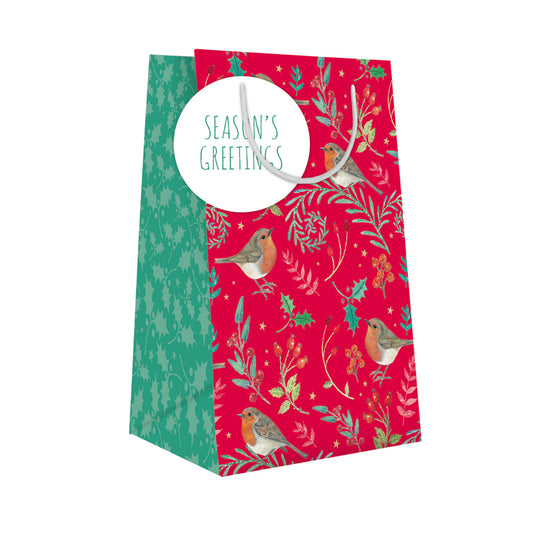 Christmas Gift Bag (Small) - Wintery Robins