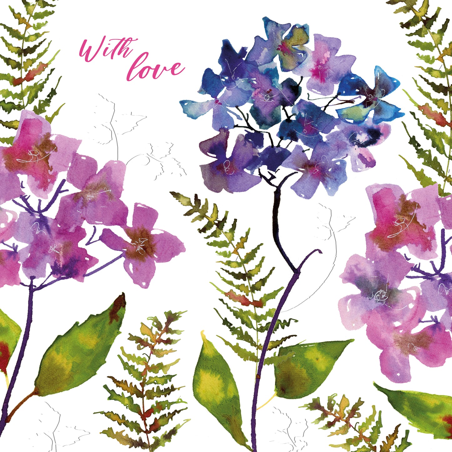 Vintage Garden Card - Hydrangeas