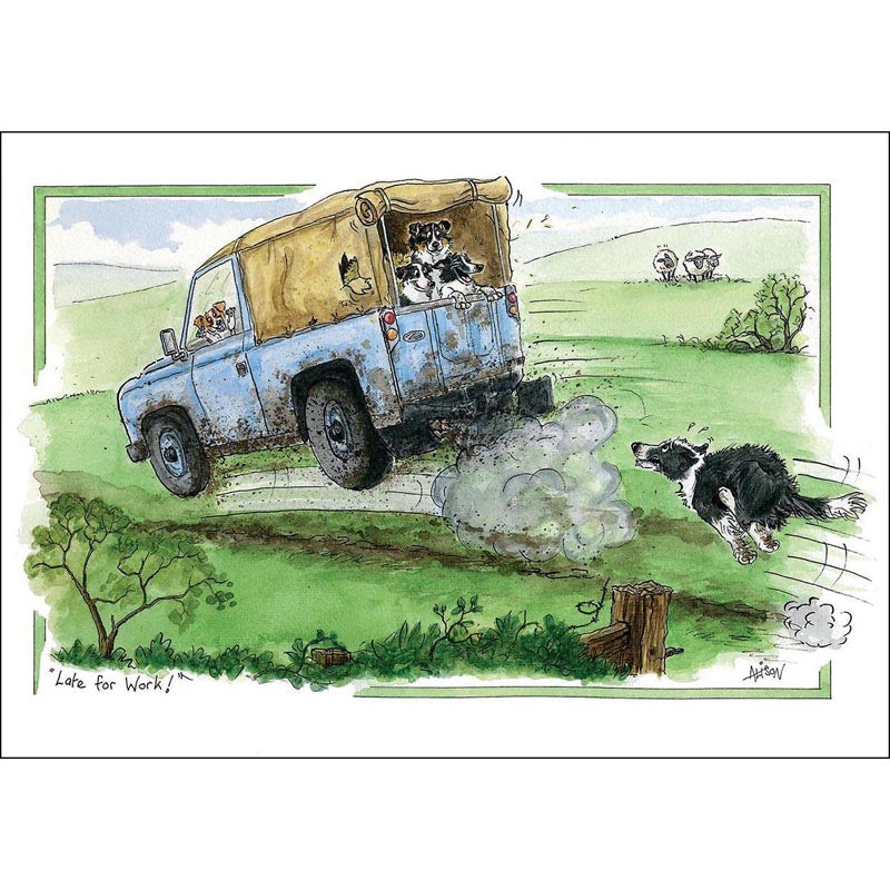 Alison's Animals Card - Late For Work