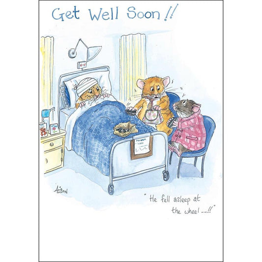 Alison's Animals Card - He Fell Asleep At The Wheel