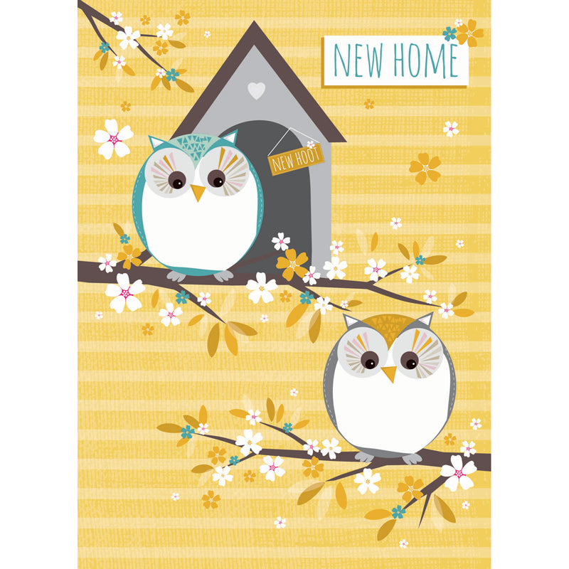 New Home Card - Owls On Branches