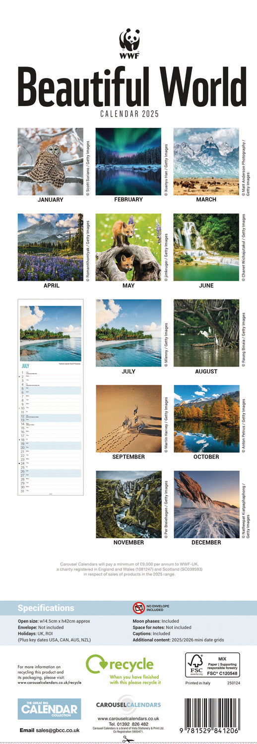 Wwf Beautiful World Slim Calendar 2025 (PFP)