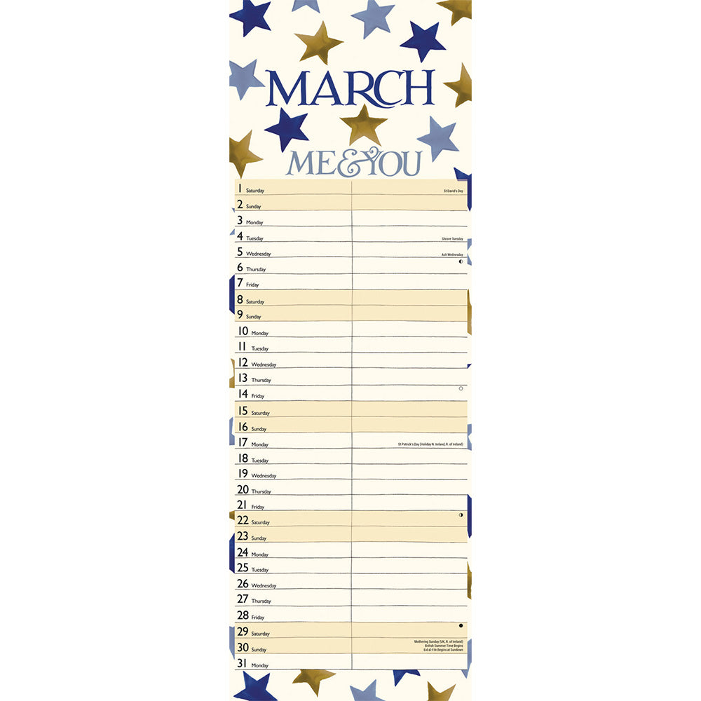 Emma Bridgewater Me & You Blue Star Slim Planner 2025 (PFP)