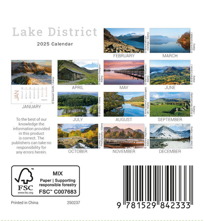 Lake District Mini Easel Calendar 2025