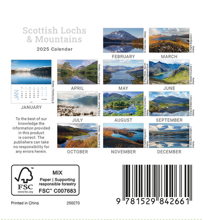 Scottish Lochs & Mountains Mini Easel Calendar 2025