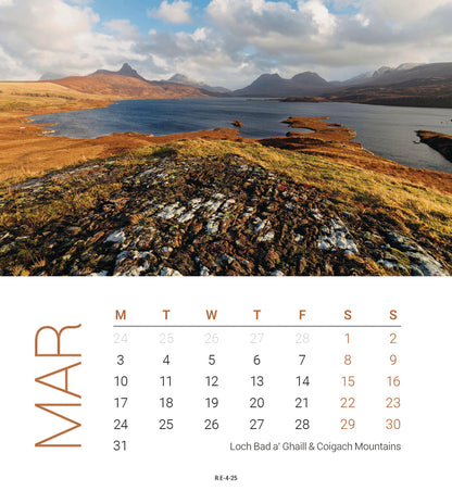 Scottish Lochs & Mountains Mini Easel Calendar 2025