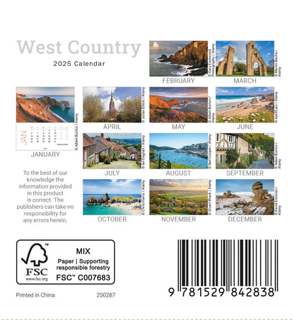 West Country Mini Easel Calendar 2025